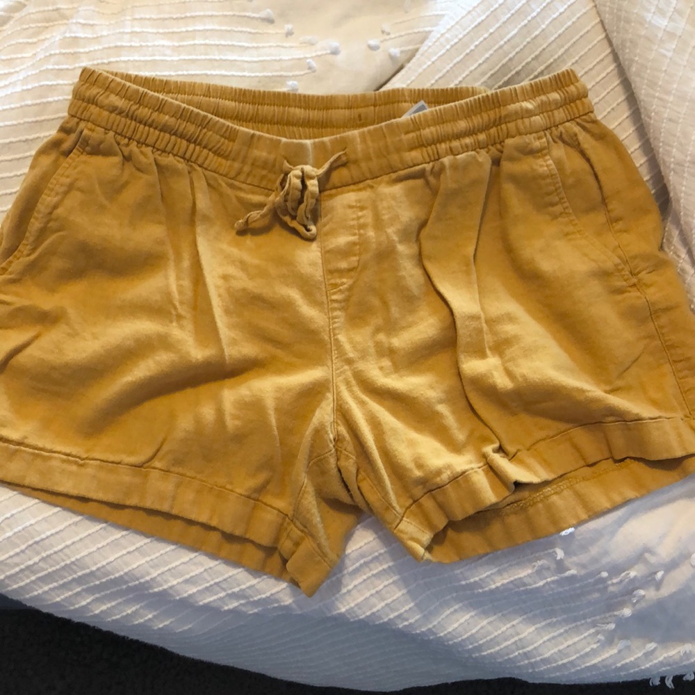 Mustard Linen Shorts